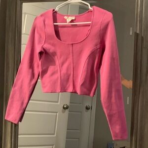 Pink long sleeve cropped shirt